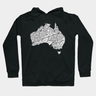 Mandala art map of Australia with text in white Hoodie